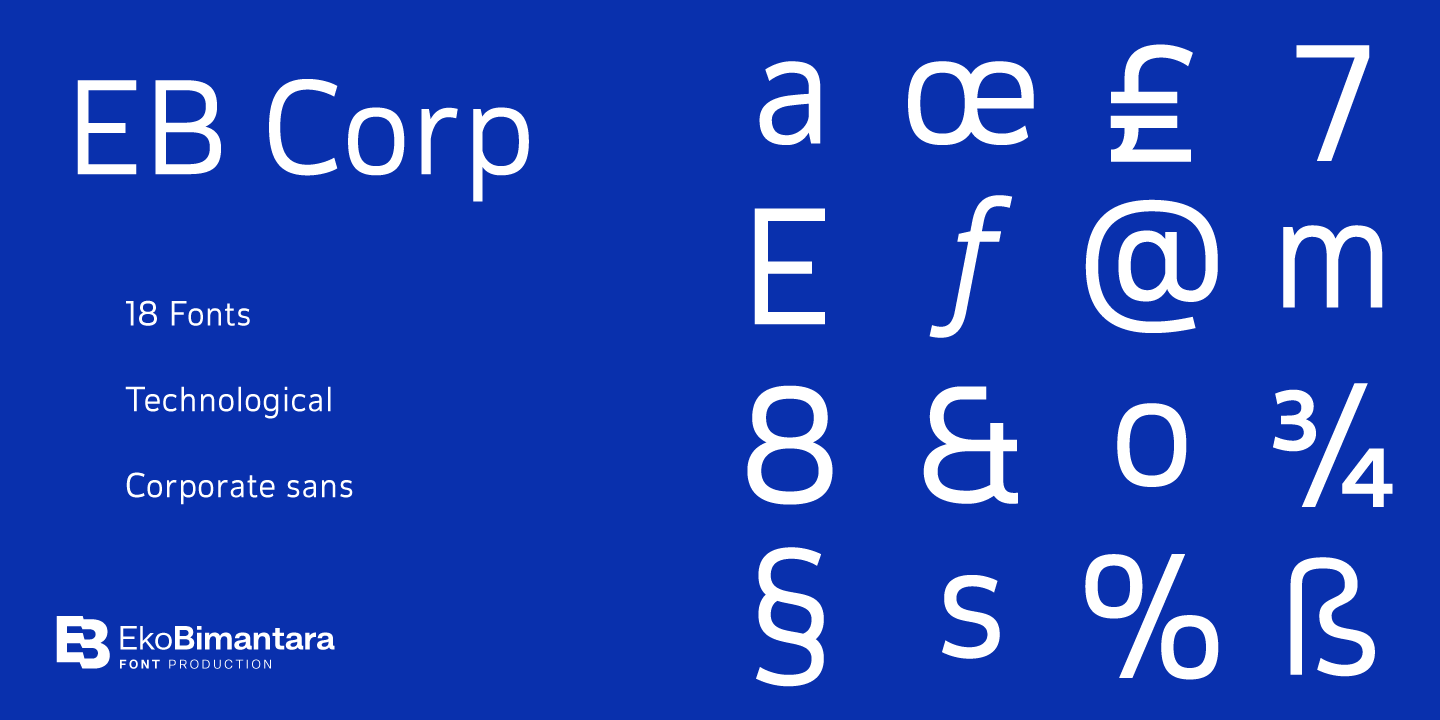 Beispiel einer EB Corp SemiBold Oblique-Schriftart